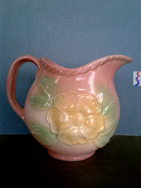 Vintage Hull Art Pottery Sun Glow Gloss Floral Pitcher 52-24OZ