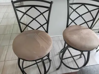 Two Swivel Bar Stools with Cushion both $60, View more