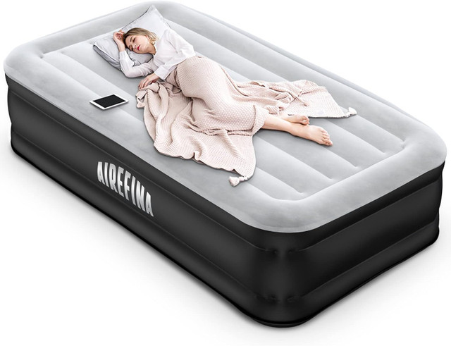 NOB- Airefina Twin Air Mattress with Built-in Pump, Inflatable A in Arts & Collectibles in City of Toronto - Image 2