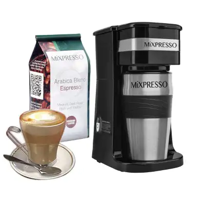 MiXPRESSO - Single Cup Coffee Maker and 14oz Travel Mug Combo, View more