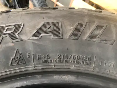 Selling a set of used tires. Size is 275/60R20 Motomaster Eliminator X-Trail. All in good condition....