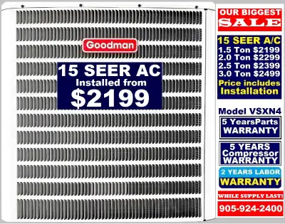 Carrier, Lennox Goodman Air Conditioner from $2199, Furnace 2499