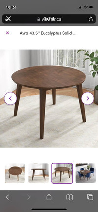 Avra 43.5'' Eucalyptus Solid Wood Dining Table (wayfair)