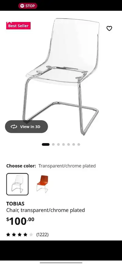 clear acrylic IKEA chair , View more