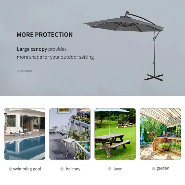 Banana 10' Outdoor Cantilever Umbrella with Solar Lights in Patio & Garden Furniture in Markham / York Region - Image 8
