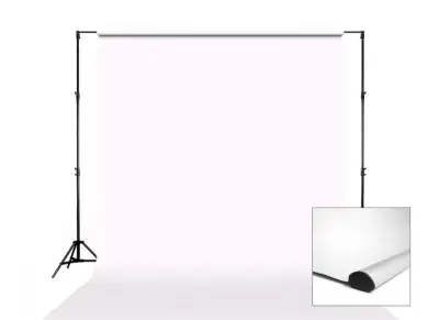 Backdrop stand with bag and two backdrops, View more