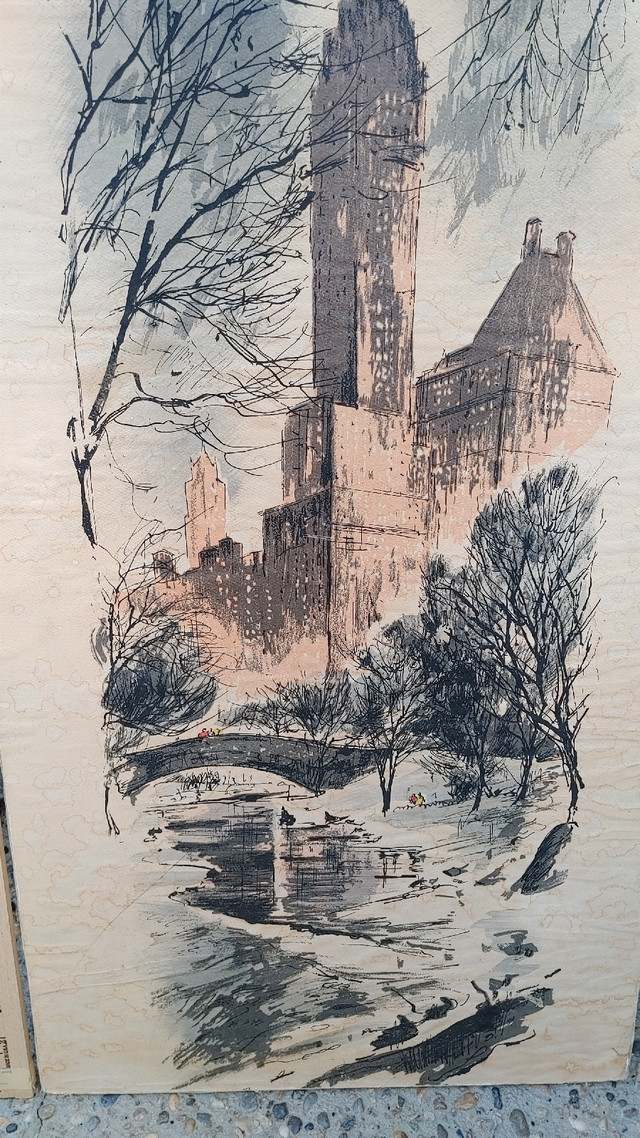 Approx 30 x 15" original art linen on wood panel in Arts & Collectibles in Edmonton - Image 3