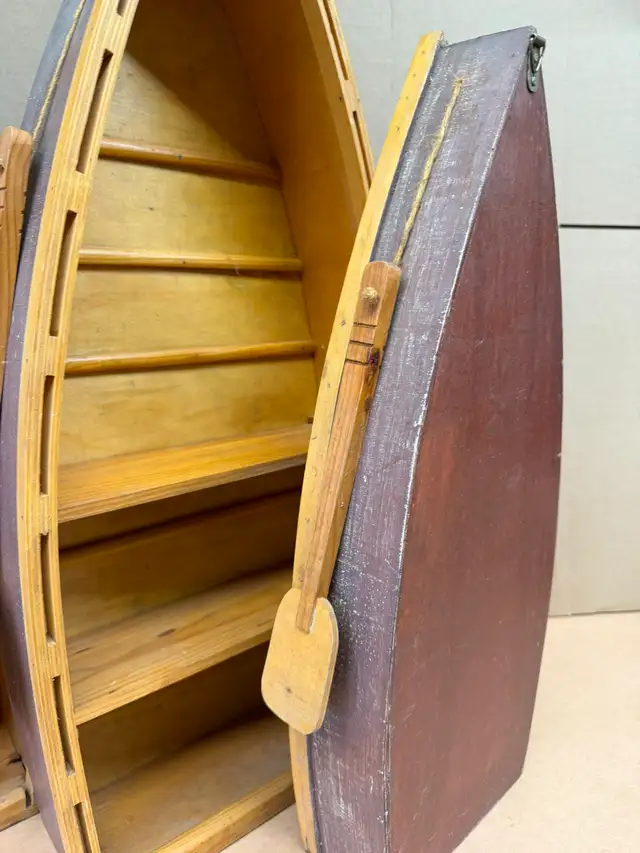 Set of 3 Nesting Wooden Boat Shelves with Paddles Nautical Décor | Home ...