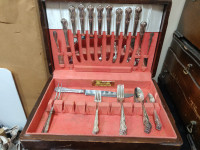 Vintage Cutlery Set with Wooden Box