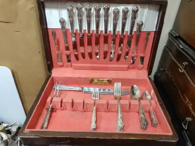 Vintage Cutlery Set with Wooden Box, View more