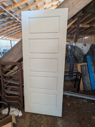 Door has a small crack in the area pictured. Still solid and would paint up fine. No hinges or knob...