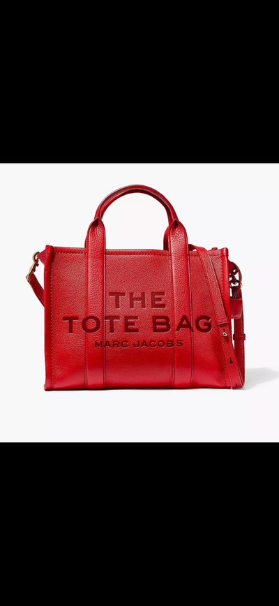 Large red leather Marc Jacobs tote bag, View more