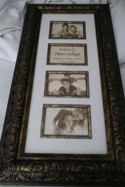 Photo Collage frame. Frame size 10 X 24. 4 in X 6 in photos