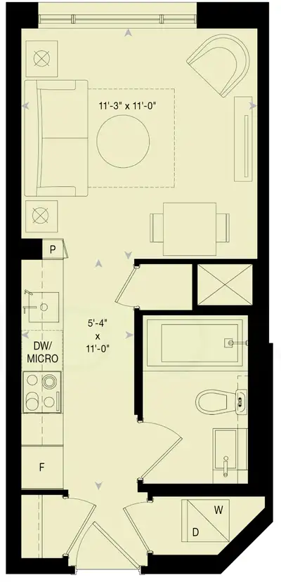 Stay in a fully, furnished studio with free, high-speed internet. Located in a modern building offer...