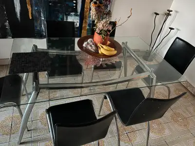 glass dining table with 4 chairs, View more