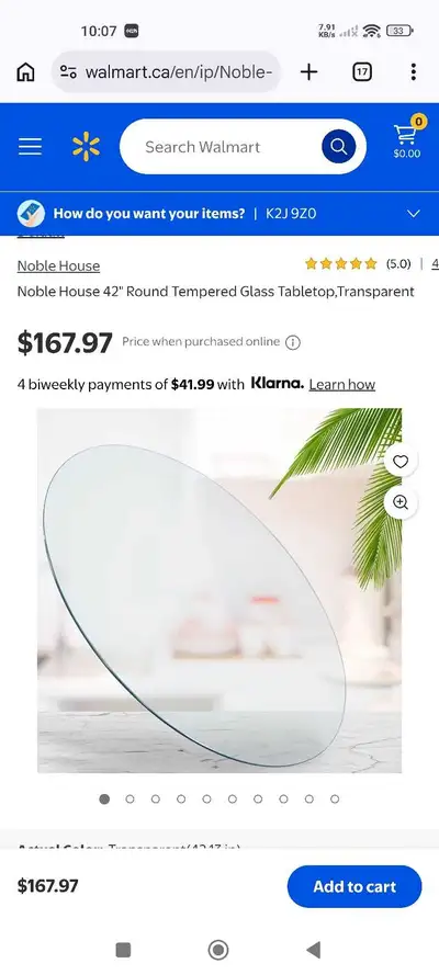 Noble House 42 Inch Round Tempered Glass Tabletop, View more