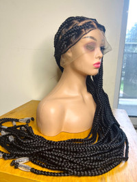 Human hair full frontal lace braided wig for sell 