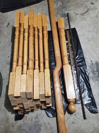 Collection of solid wood spindles / balusters and posts