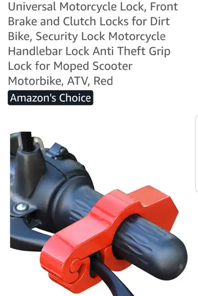 This used motorcycle lock is designed to secure the front brake and clutch levers, acting as an anti...