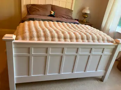 Crate and Barrel White Wood bed with trundle, View more