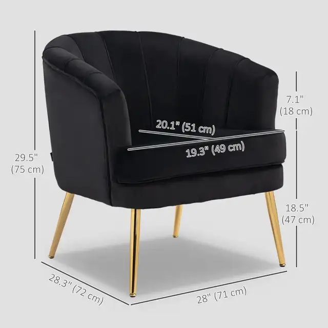 Fabric Armchair, Modern Accent Chair with Gold Metal Legs for Li in Chairs & Recliners in Markham / York Region - Image 4