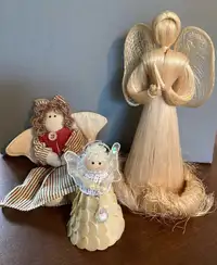 3 Handmade Christmas Angels Ornaments 