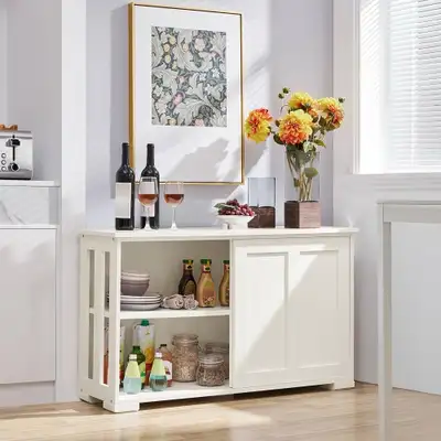 Yaheetech Antique White Buffet Cabinet Kitchen Table with Slidin, View more
