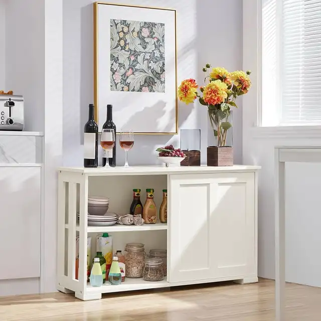 Yaheetech Antique White Buffet Cabinet Kitchen Table with Slidin in Hutches & Display Cabinets in Markham / York Region - Image 2