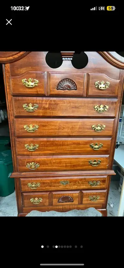 Wooden Dresser with Brass Handles, View more