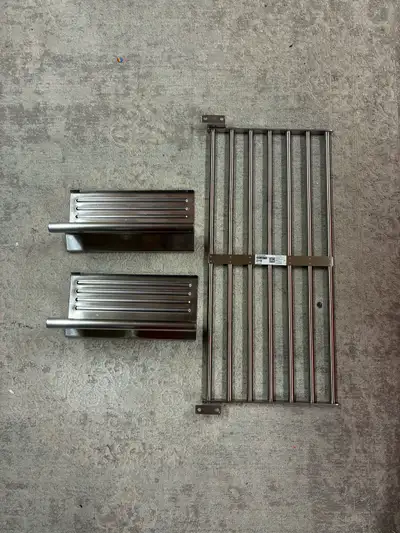 IKEA KUNGSFORS Wall rack and 2 Table stands all stainless steel , View more