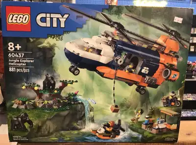 Explore the jungle with this Lego City 60437 Jungle Explorer Helicopter set, featuring 881 pieces fo...