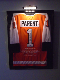 Bernie Parent Autographed Jersey with Display Case & Light