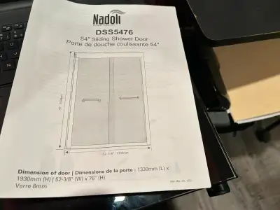 New in box - NODOLI 54" sliding shower door, View more