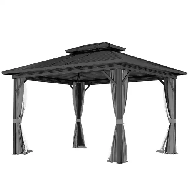 10' x 12' Hardtop Gazebo, Sun Shelter with Double Tier Metal Roo in Patio & Garden Furniture in Markham / York Region - Image 11