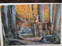 mounted puzzle #16 - Buck and Does in Autumn - 26 3/4 x 19