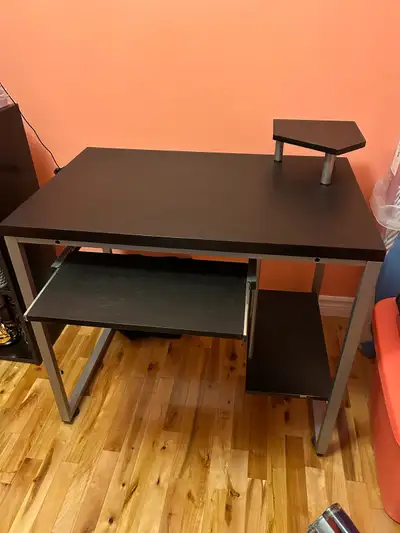 Desk, chair, and floor protector for sale as a bundle. All three are in good used condition. Some we...