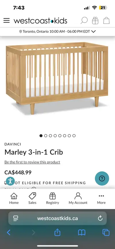 West coast kids Crib BNIB Marley 3 in 1 , View more
