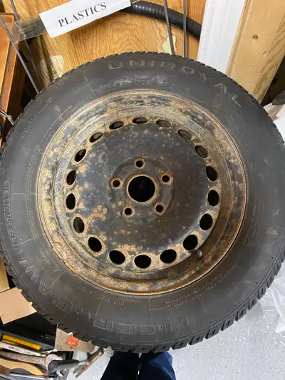 195 65 15 tires on 5 x 112 rims as pictured. Studded winter tires and rims, Good shape with some stu...