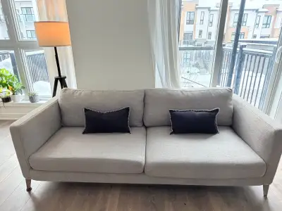 Structube Carine Upholstered 3-Seater Sofa in Light Grey, View more