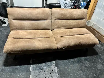 Barely used brown suede futon Smoke free home. It was in the basement, barely used. 31” Height 69” W...