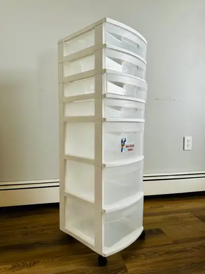 Sterilite 7 Drawer Storage Tower On Wheels No Damages, Normal Wear Check Photos For Approx. Dimensio...