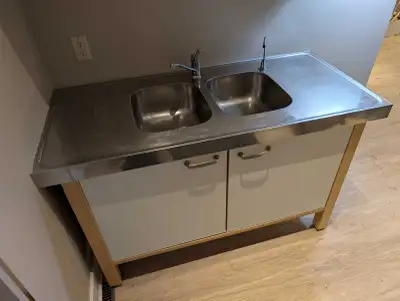 Complete Kitchen/Utility Cabinet with Double Sink, View more