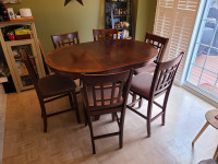 Solid Wood Dining Room Table and Six Chairs