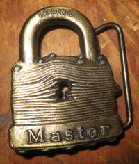 Master Lock belt buckle for locksmith or lock collector