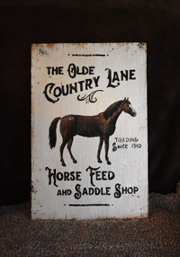 ANTIQUE STYLE COUNTRY STORE HORSE FEED SHOP SIGN RECLAIMED WOOD