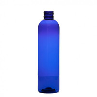 8 oz boston round cobalt blue plastic bottle, 24-410 neck