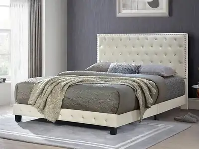 NEUF LIT BASE SIMPLE DOUBLE QUEEN KING SIZE AVEC MATELAS., View more
