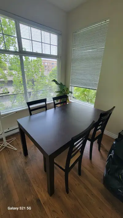 **PRICE DROP - Dark Wood Table with 4 Chairs, View more