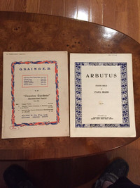 Old Piano Sheet Music “Country Gardens” and “ Arbutus”