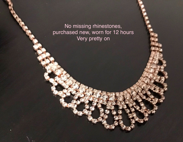 GOLD/ROSE GOLD rhinestone necklace & earrings + rhinestone wrist in Jewellery & Watches in Edmonton - Image 3